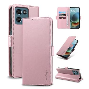 Imagem de Yunubeyii Capa carteira flip para Moto G Play (2026) - [bloqueio RFID] Capa magnética para celular de couro PU de luxo com suporte, capa protetora à prova de choque, rosa