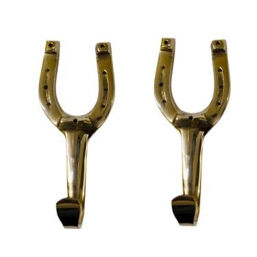 Imagem de DECORVOID Ganchos de parede de cavalo de sapato, ganchos decorativos de latão, ferradura, cabide de chave para escritório em casa e restaurante