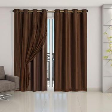 Imagem de Cortina Blackout PVC com Tecido Voil 2,80 m x 2,80 m Tabaco - EDDI Cas