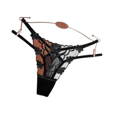 Imagem de Calcinha Feminina Jacquard Roxo E Verde Sexy Bordada Vazada Para Festa