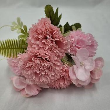 Imagem de Planta Artificial Buquê de Flores 30cm – Crisântemo, Rosa e Margarida – Decoração de Casa, Escritório e Festas (Rose (8532),3 UNID)