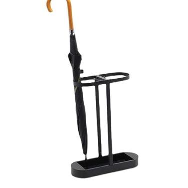 Imagem de Suporte de guarda-chuva porta-guarda-chuva minimalista com bandeja de gotejamento e ganchos, organizador de guarda-chuva curto alto rack de armazenamento, suporte de guarda-chuva independente com