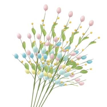 Imagem de Palhetas de Páscoa | Decoração de vaso de ovo colorido - Centros de mesa de mesa de flores artificiais para mesas, para arranjos de flores, mesa de grinalda, quarto de férias, sala de estar