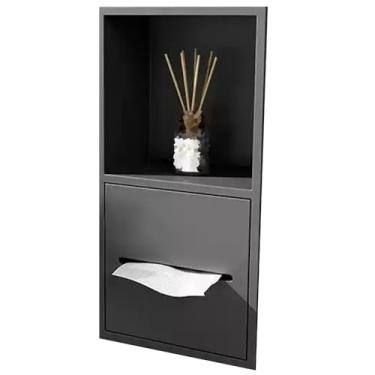 Imagem de Caixa de lenços de nicho de chuveiro de aço inoxidável 304 - Organizador de armazenamento embutido para banheiro, organizador de cozinha, decoração de hotel, armazenamento de sala de estar (cinza, 20