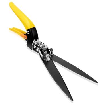 Imagem de Tesoura de canteiro de flores e grama - podadores manuais de jardim extra afiados, confortáveis, ergonômicos, corte mais fácil, menos esforço - tesoura de jardinagem, amarela