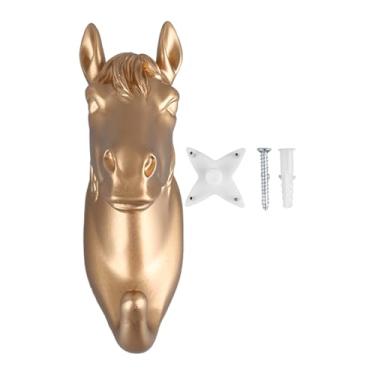 Imagem de Gancho de parede em forma de animal, gancho decorativo de resina para casaco, toalha, organizador de joias, decoração de casa, material ecológico durável (Cavalo dourado)