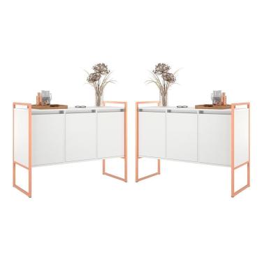 Imagem de Aparador Buffet Estilo Industrial Com Pés Em Aço 2 Unidades