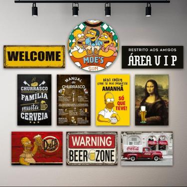 Imagem de Kit 10 Placas Decorativas Bebidas Cervejas Churrasco Frases