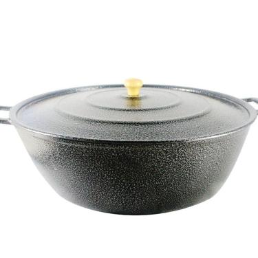 Imagem de Tacho Restaurante Alça de Alumínio Fundido Craqueado Preto.