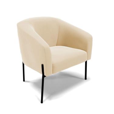 Imagem de Cadeira Sala De Jantar Pé De Ferro Preto Stella Suede D03 - D'rossi Cor Bege