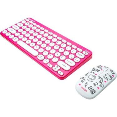 Imagem de Kit Teclado E Mouse Sem Fio Letron Hello Kitty Rosa