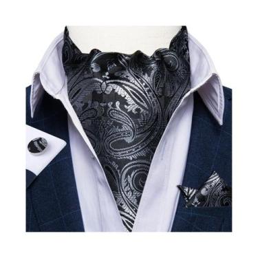 Imagem de Conjunto De Abotoaduras De Luxo Masculinas Ascot Com Lenço De Bolso Pa