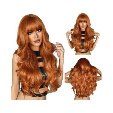 Imagem de Peruca Sintética Preta De 26 Polegadas, Longa E Lisa Com Franja, Peruc