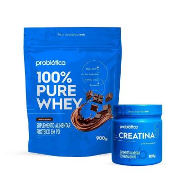 Imagem de Combo Whey Pure 900g Refil e Creatina 100g Probiótica Original-Unissex
