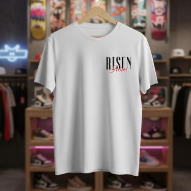 Imagem de Camiseta Masculina Risen Jesus Estampa Minimalista Gospel Fé Camisa Al