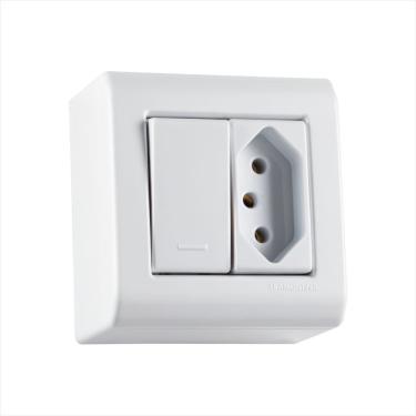 Imagem de "Caixa de Sobrepor com 1 Interruptor Simples 10 A 250 V e 1 Tomada 2P+T 20 A 250 V Tramontina	"