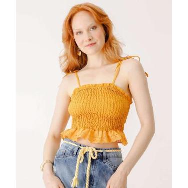 Imagem de Top Cropped Feminino Lastex Laise Marisa Amarelo-83031, Amarelo, M