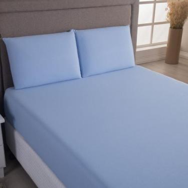 Imagem de Jogo de Lençol Casal Malha 100% Algodão c/ Elástico 3 Pçs Liso - Maluc