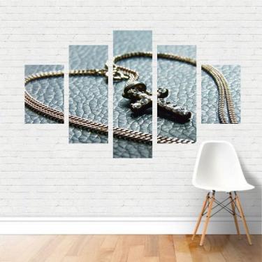 Imagem de Quadro Religião Bíblia Sagrada Colar Cruz Coração em Canvas