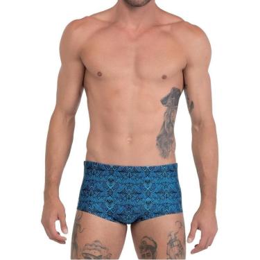 Imagem de Sunga Slip Masculina Forrada com Cordão de Regulagem Estampada Moda Praia Verão Hang Loose Adulto-Masculino