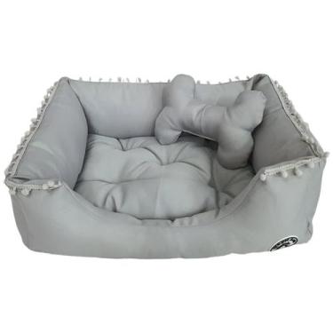 Imagem de Cama Cabana Pet Cinza Tenda M Toca Cachorro Gato Almofada Lavavel Tota
