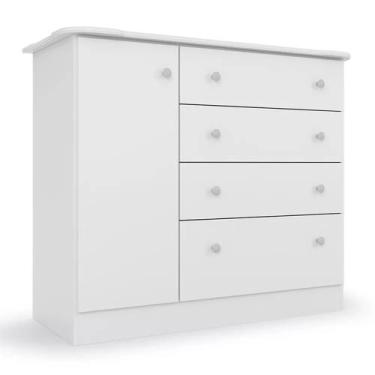 Imagem de Cômoda Infantil Espaçosa Com 04 Gavetas E 01 Porta Para Quarto Baby Lu