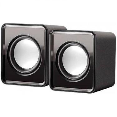 Imagem de Mini Caixa De Som Para Pc Notebook Mp4 Compacta Usb P2 - Preto