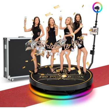 Imagem de Máquina De Cabine De Fotos 360 Para 1-4 Pessoas (caso De Voo De 31,6 "), Logotipo De Instalação Gratuita, Plataforma De Selfie De Cabine De Câmera De Vídeo 360 Rotativa Em Câmera Lenta Auto