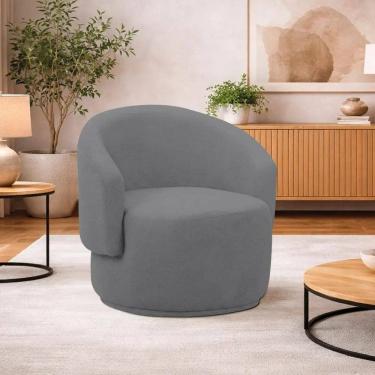 Imagem de Poltrona Decorativa Sala de Estar Recepção Suede Jasmine Cinza