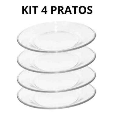 Imagem de Kit Jogo De Pratos Liso Fundo Vidro Milly Transparente 22cm - Wellmix
