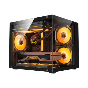Imagem de Gabinete Gamer Duex Aquário, Mid-Tower, Lateral e Frontal de Vidro, Preto, 3x Fans ARGB - DXGA325BK
