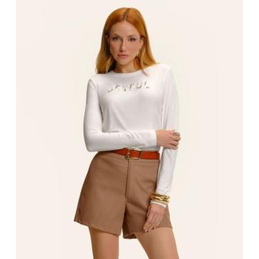 Imagem de Blusa Feminina Manga Longa Viscose Endless Bege, GG, Bege