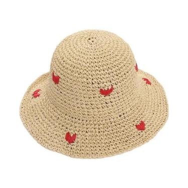 Imagem de Chapéu De Sol Colorido Dobrável De Palha De Ráfia Arco-Íris Para Mulhe