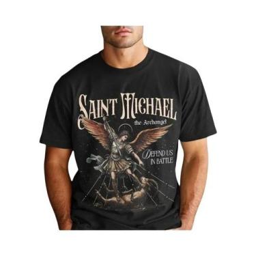 Imagem de Camiseta Cristã Confortável Colorida De São Miguel Arcanjo Para Homens
