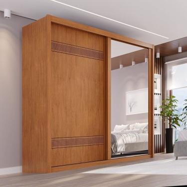 Imagem de Guarda-roupa Casal 2 Portas de Correr com Espelho 3 Gavetas Mdf Pietro Rubi