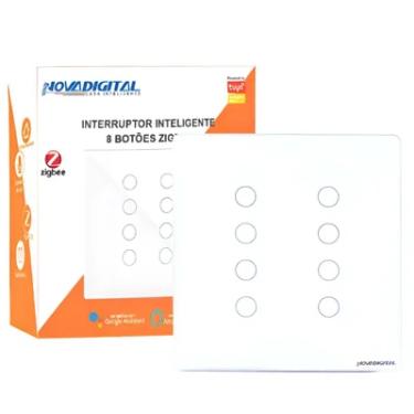 Imagem de Interruptor Inteligente Zigbee NovaDigital 8 Teclas Botões Touch Compatível Tuya Smart Life Alexa Google Voz 110V 220V