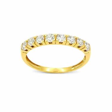 Imagem de Anel em Ouro 18k Meia Aliança com Zircônias Redondas 2,75mm - Justino 