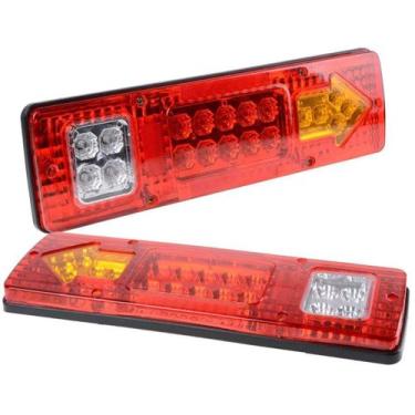 Imagem de Par de Lanterna Traseira Led 29,5cm Caminhão Carreta Seta Ré Freio Lor