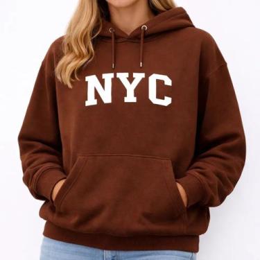 Imagem de Moletom Canguru Unissex Flanelado Quentinho Estampado Nyc - Alice Frei