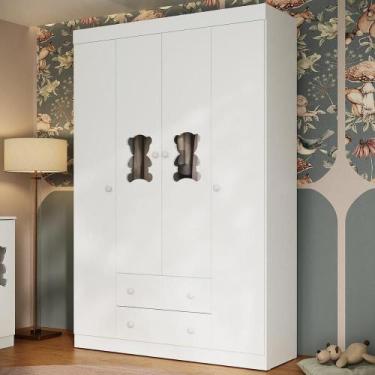 Imagem de Guarda-roupa Infantil 122cm com Vidro 4 Portas e 2 Gavetas Teddy Multi