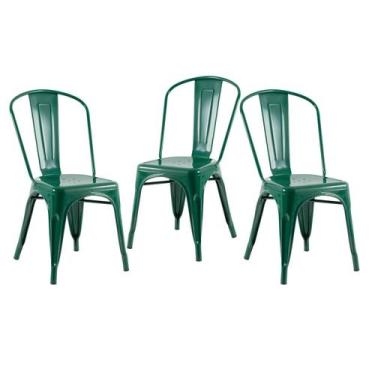 Imagem de Laraz, Kit 3 cadeiras Iron Tolix Verde escuro