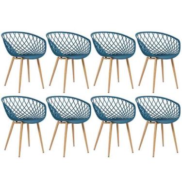 Imagem de Kit 8 Cadeiras Laráz Clarice Nest de Jantar - Azul petróleo - Laraz