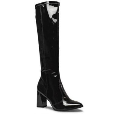 Imagem de Bota Cano Longo Verniz Mississipi Q8681-0004 Feminina - Preta-Feminino