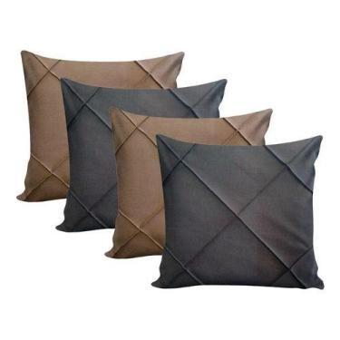 Imagem de Kit 4 Capa Almofada Sala Suede Drapeada Toque Macio 45 X45cm - NoBrand