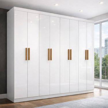 Imagem de Guarda-Roupa Casal Liberdade 8 Portas 4 Gavetas 100% Mdf Branco - Pnr Móveis