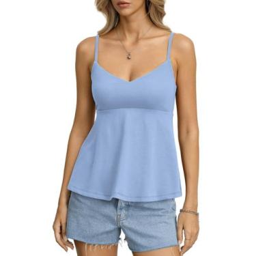 Imagem de Camiseta regata feminina EasyGala de algodão Peplum Babydoll acolchoad