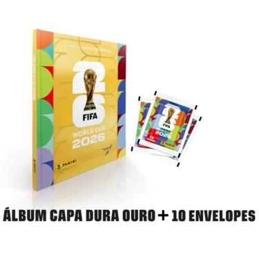 Imagem de Kit C/ 1 Álbum Copa Do Mundo 2026 Capa Ouro + 10 Envelopes (70 figurinhas) FIFA Word Cup 2026