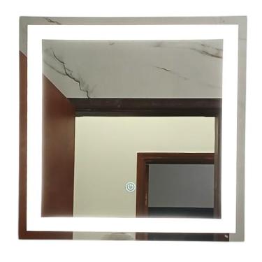 Imagem de Espelho quadrado led 60x60 touch jateado lapidado Luxo - Espaço, Frio