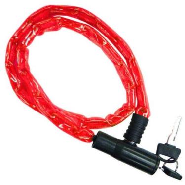 Imagem de Cadeado Corrente Tranca Bike Chave Bicicleta Moto Vermelho - BIKE STIL