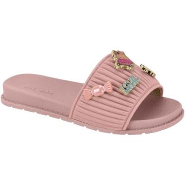 Imagem de Sandália Papete Molekinha Infantil Slide com Aplique Confortável, Rosa